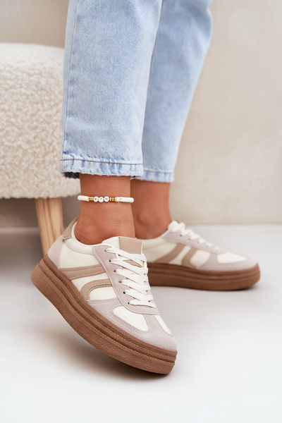 Női Platform Sneakers Sötét Bézs Lesida