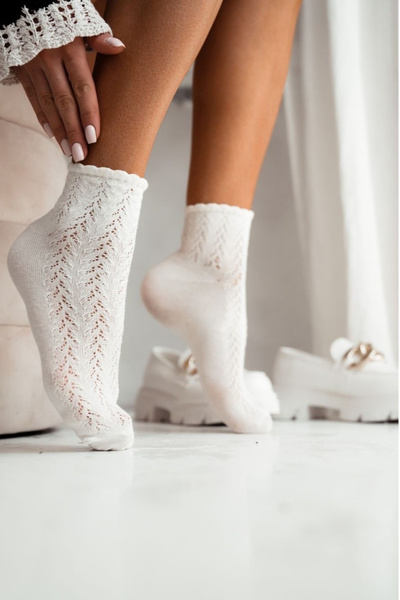 Chaussettes Femmes En Dentelle Ecru