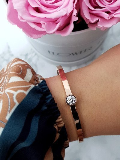 Damenarmband Gemma aus Stahl in Roségold mit Zirkonia