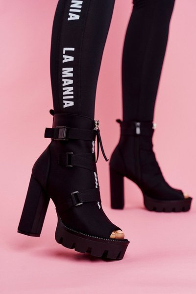 Offene Stiletto-Stiefel für Frauen Schwarz Gladios
