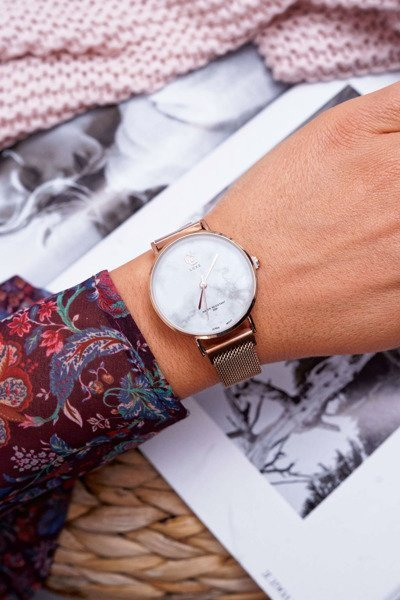 Női karóra GG Luxe rózsaszín arany fehér számlapbemas