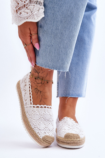Csipke Slip On Espadrilles White Blanco