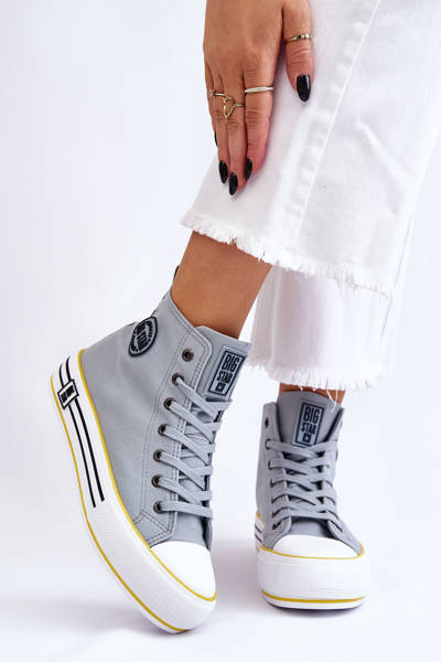 Női magas textil tornacipő Big Star LL274188 Világoskék