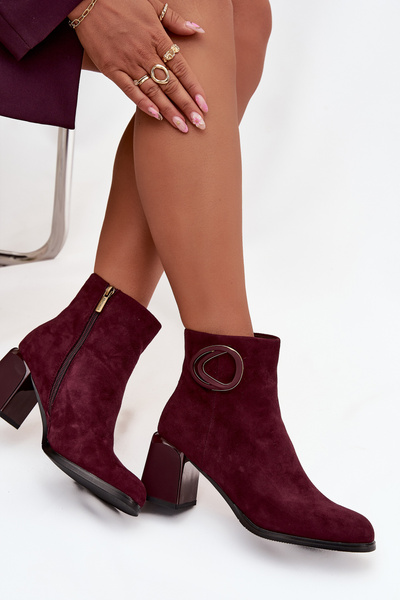 Wildleder-Stiefeletten mit Blockabsatz mit gefüttertem Detail Artiker 57C0016 Bordeaux