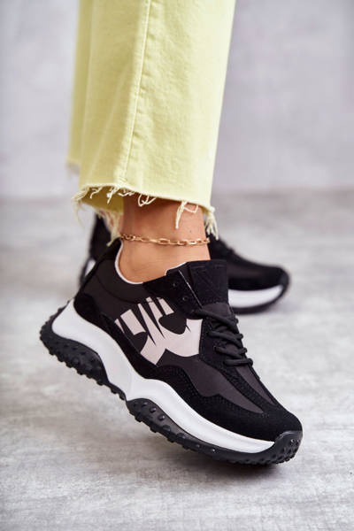 Chaussures de sport pour femmes nouées noires Tolea