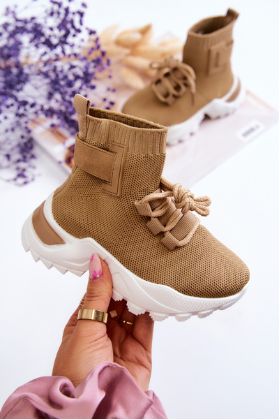 Kinder Sportschuhe High Socke Beige Nickie