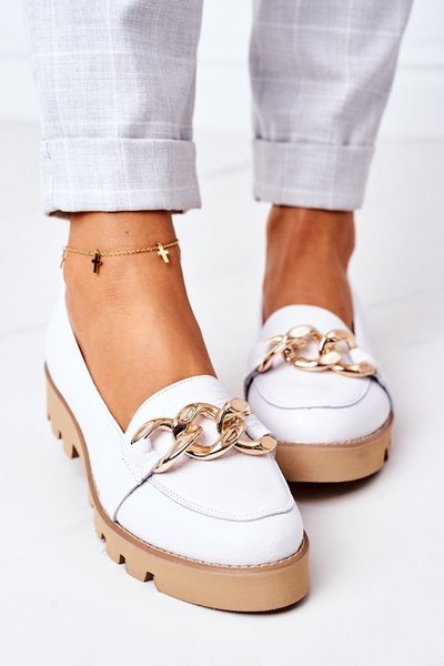 Leather Moccasins Lewski Shoes 3040 White