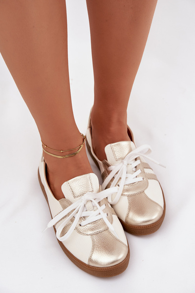 Bőrből készült női barefoot cipő Zazoo N1341 fehér-arany