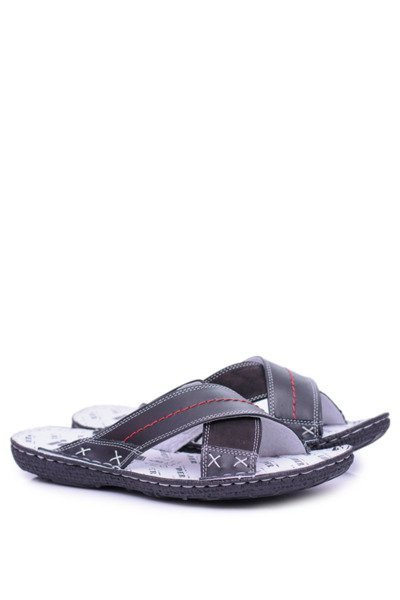 Black Lightweight Leather Men's Flip Flops Okay
