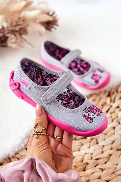 Flip-flop balerina Befado Unicorns 114X464 szürke és rózsaszín