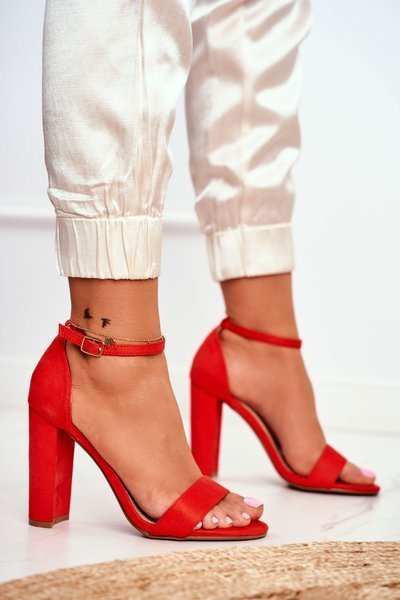 Sandale stiletto pentru femei din piele de căprioară Orange Anastasie
