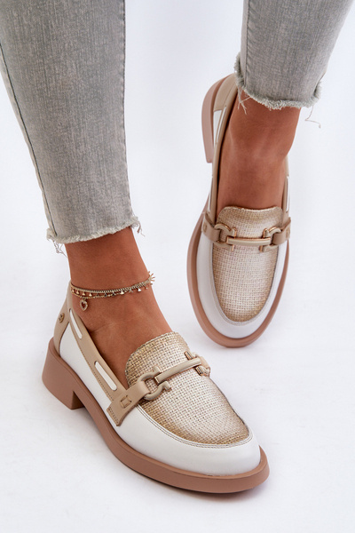 Mocasini femei din piele Maciejka 06493-11 alb-bej