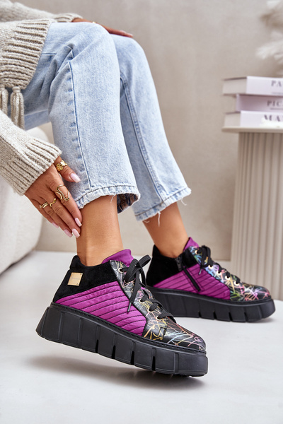 Bőr Sneakers Platformon Fuksziás Maciejka 06767-15