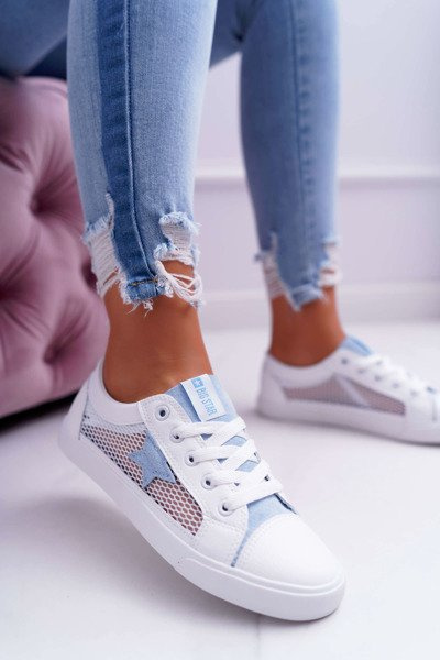 Baskets en maille pour femmes Big Star DD274689 Blanc-Bleu