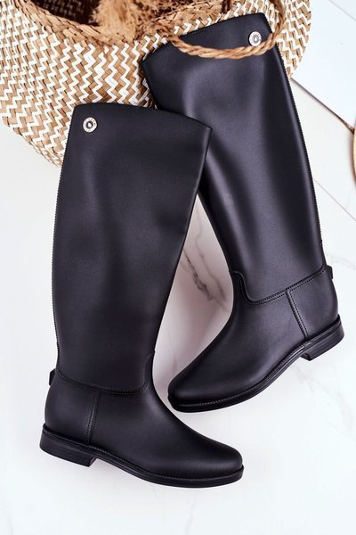 Kniehohe Damenstiefel Schwarz Gummistiefel Drizzle