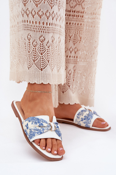 Sandales Plates Femme Avec Nœud Blanches Avenza