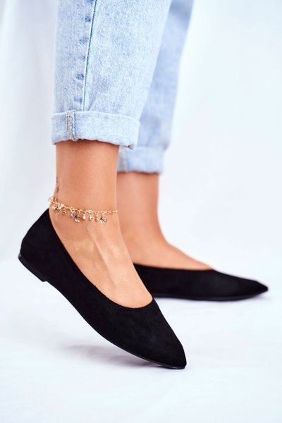 Damen Ballerinas aus Öko-Wildleder Schwarz Bellissima