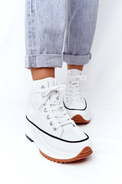 Adidaje din piele pentru femei pe o platformă albă Coachella albă