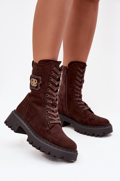 Botine Wokrery pentru femei cu element decorativ izolat ciocolată Kalindra