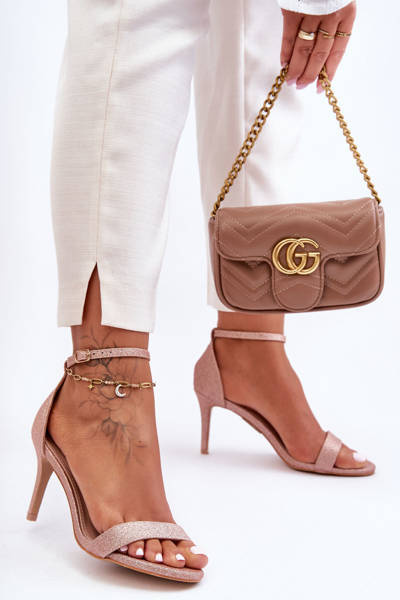 Csillogó sarkú cipő a Stiletto Pink Gold Gednán