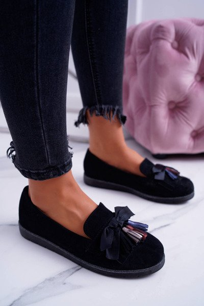 Mocassins à Franges en Daim Noir Ermire