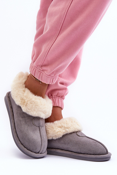 Chaussons Femme Avec Fausse Fourrure Gris Lanose