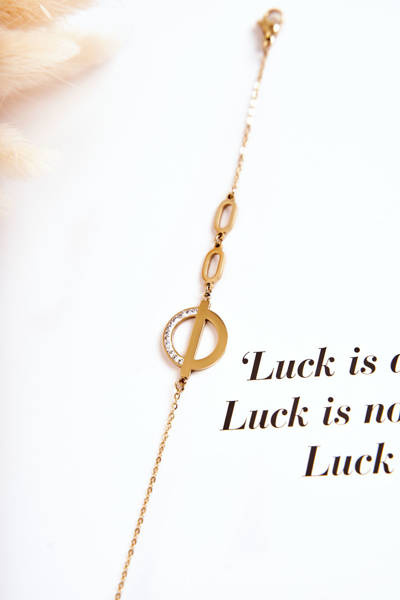 Bracelet Femme Avec Ornement Et Zircon Cubique Or