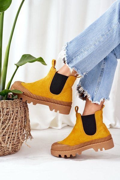 Suede Chelsea Boots Yellow Come With Me