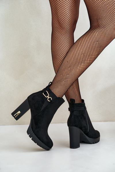 Bottines chaudes pour femmes à talons hauts noires Terisanna