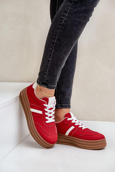 Damen Sneaker Auf Plattform Rot Dravinnia