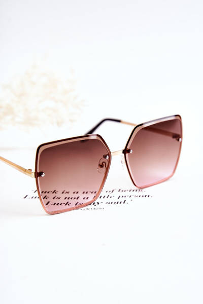 Große quadratische Sonnenbrille V180005 Grün-Rosa
