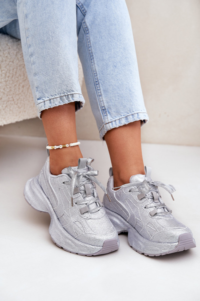 Damen Sneaker Mit Zirkonia Verziert Silber Porrot