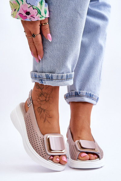 Openwork din piele sandale S.Barski BN291 Pink