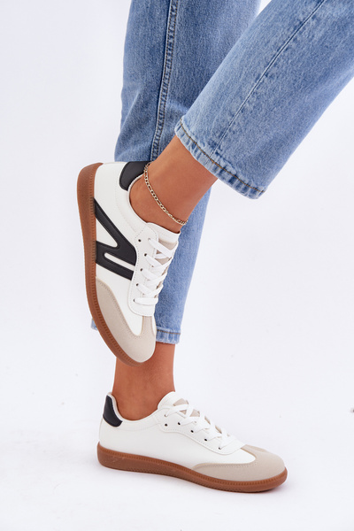 Sneakers Dama Joși Din Piele Eco Alb-Negru Navidemi