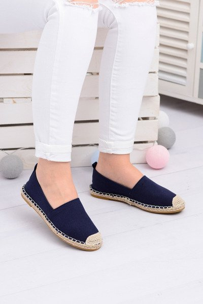 Leinen Damen Marineblau Slip On Espadrilles Nelly