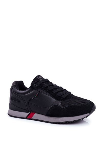 Pantofi sport bărbați din piele de piele de piele de piele de piele neagră fonsi