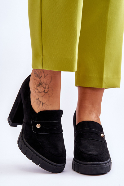 Chaussures élégantes à talons hauts en daim noir Mintore