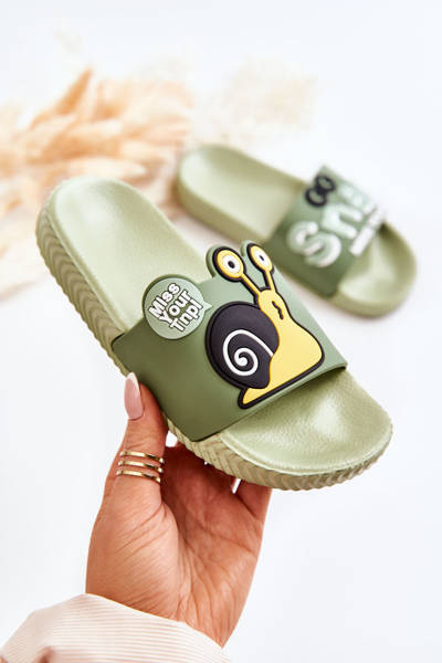 Chaussons Légers Enfant Escargot Vert