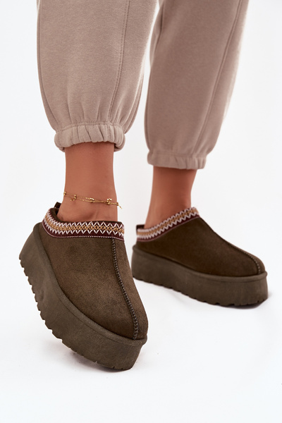 Damen Schneestiefel mit dekorativer Stickerei Dunkelgrün Jenira