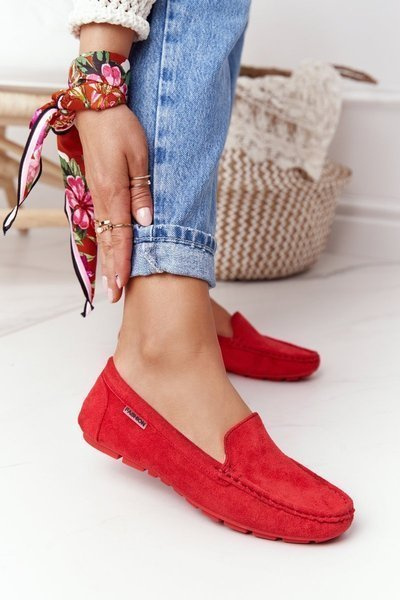 Mocassins En Daim Femme Rouge Saint-Marin