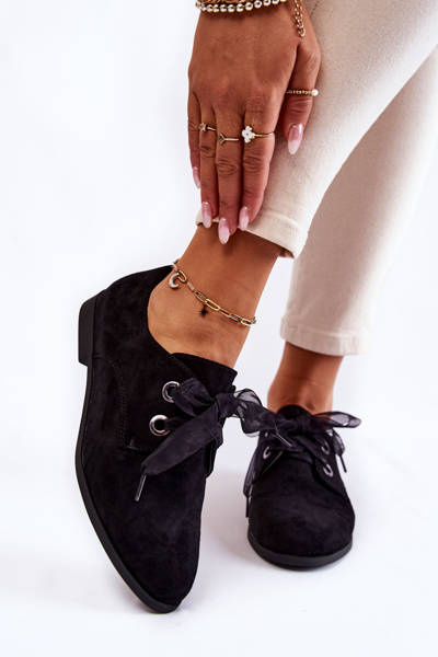 Moteriški zomšiniai surišti batai La.Fi 210014B-SU Juodi