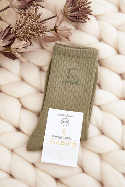 Chaussettes lisses pour femmes avec logo vert
