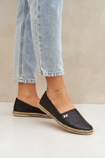 Espadrile Elegante Din Piele Femei Zazoo 10177 Negre