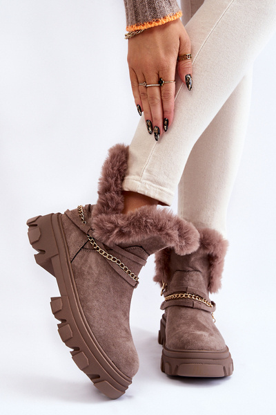 Bottes femme en daim avec chaîne décorative Marron vif Respecto