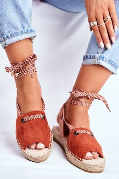 Női espadrillák narancssárga Monacoz platformon