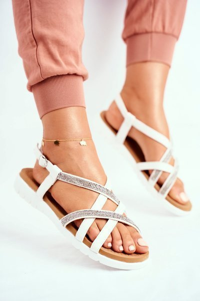 Sandales Lu Boo Pour Femmes Avec Zircons 406-6 Blanc Feen