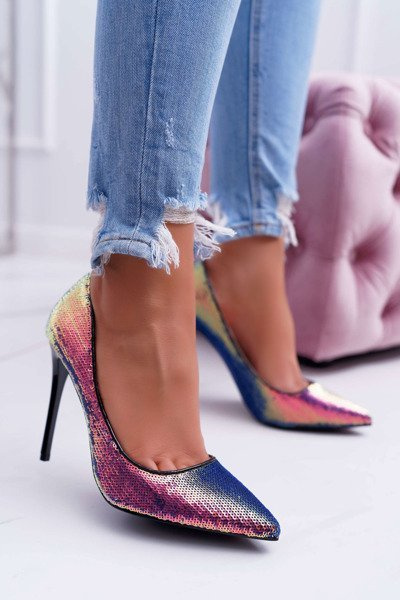 CrazyStuff Frauen schillernde Pailletten Stilettos