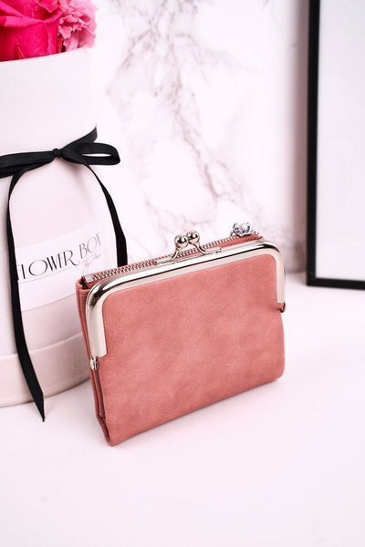 Small Women's Wallet Fastened With A Hook Pink