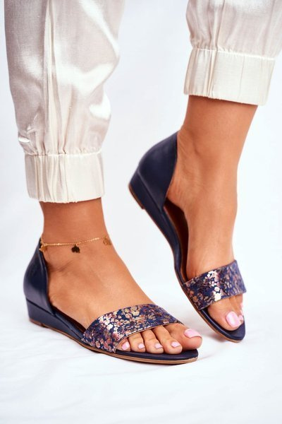 Sandales Maciejka en Cuir 1971-50 Bleu Marine