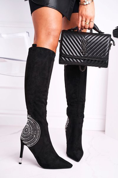 Kniehohe Damenstiefel Schwarz Modisch